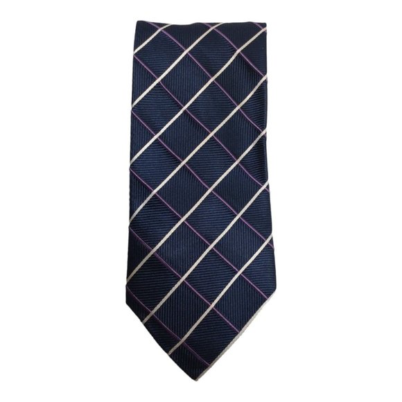 DIOR Blue Plaids & Checks Silk Tie Made In Italy 61"/3".1/2 EX COND - Picture 9 of 9